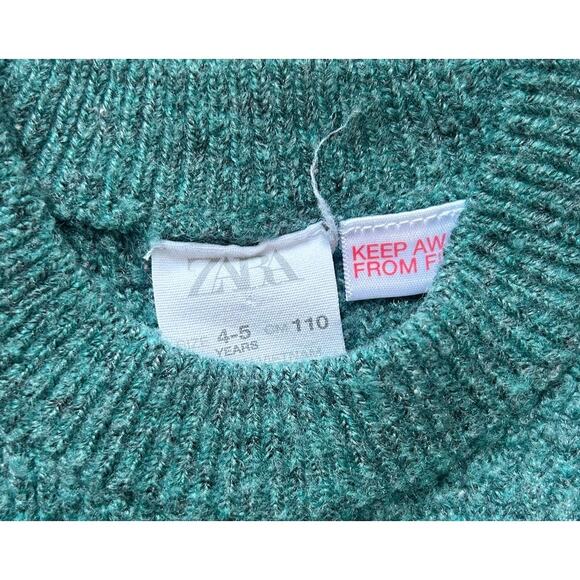 Zara Retro Colorblock Sweater Green Blue Mustard Chunky Knit - Picture 2 of 2